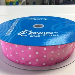 Pink and White Polka Dot Ribbon 1.5 in x 50 yards